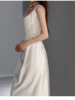 Simple low-cut floor-length gown evening dress