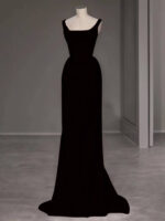 Minimalist French-style evening gown--(Custom-made item; non-returnable/non-exchangeable)