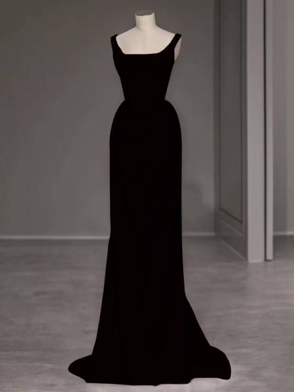 Minimalist French-style evening gown--(Custom-made item; non-returnable/non-exchangeable)