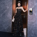 Sparkling sequin maxi skirt evening dress