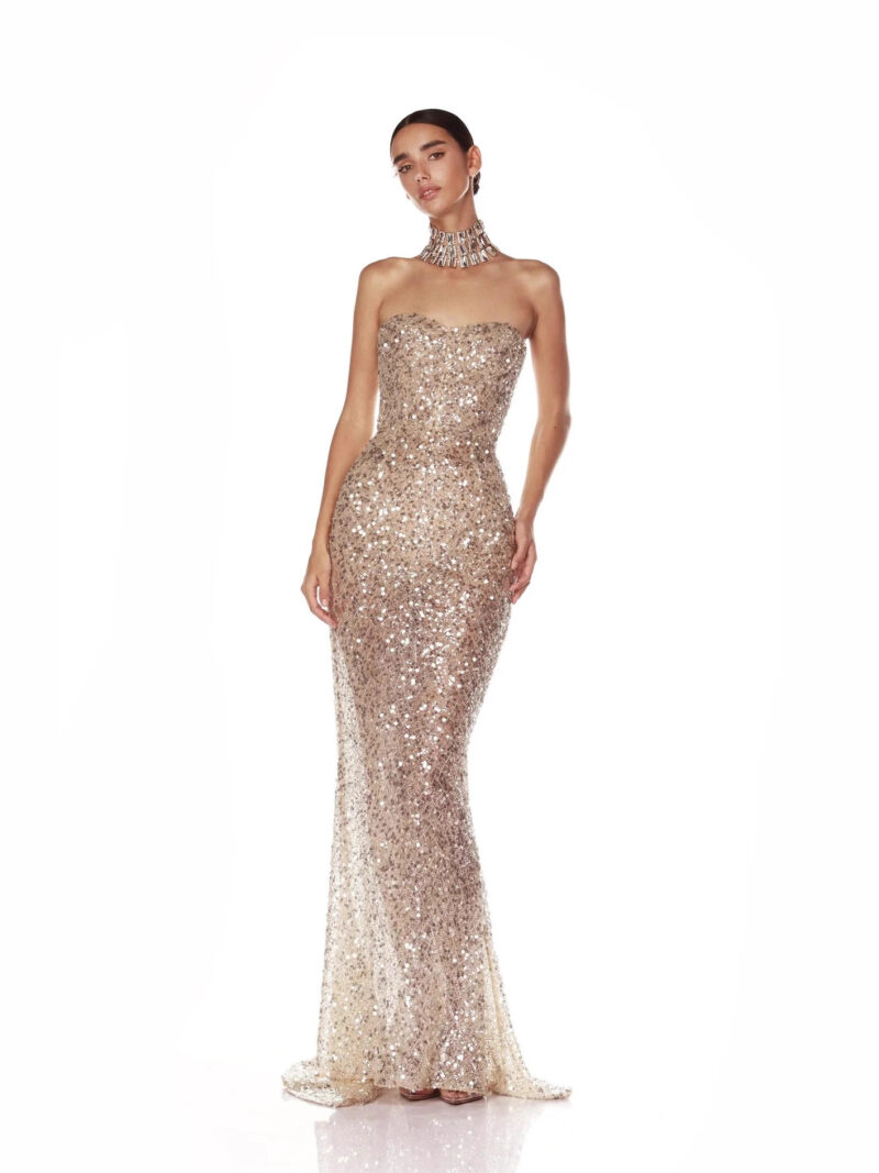 Shimmering form-fitting evening gown