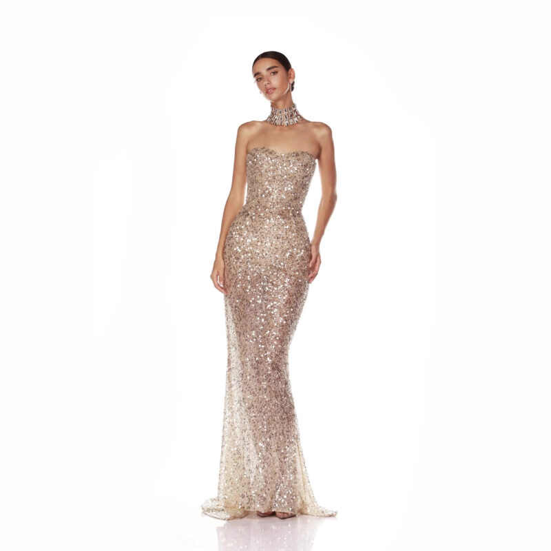 Shimmering form-fitting evening gown