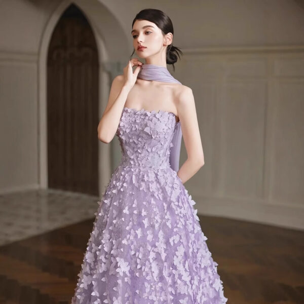 High-end strapless evening gown (Custom-made item; non-returnable/non-exchangeable)