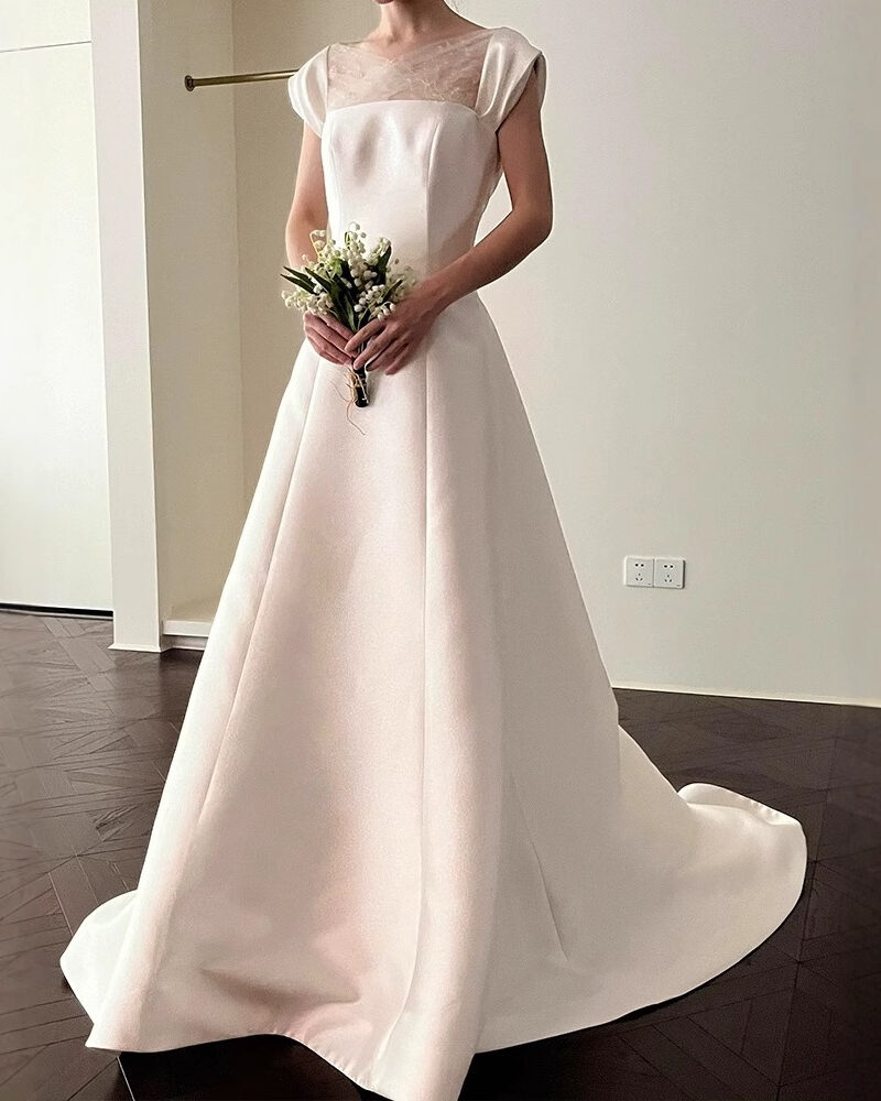 Simple satin wedding dress--(Custom-made item; non-returnable/non-exchangeable)