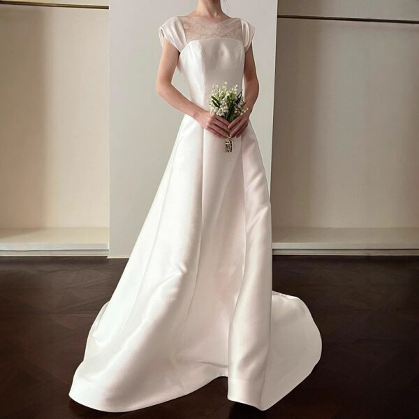 Simple satin wedding dress--(Custom-made item; non-returnable/non-exchangeable)