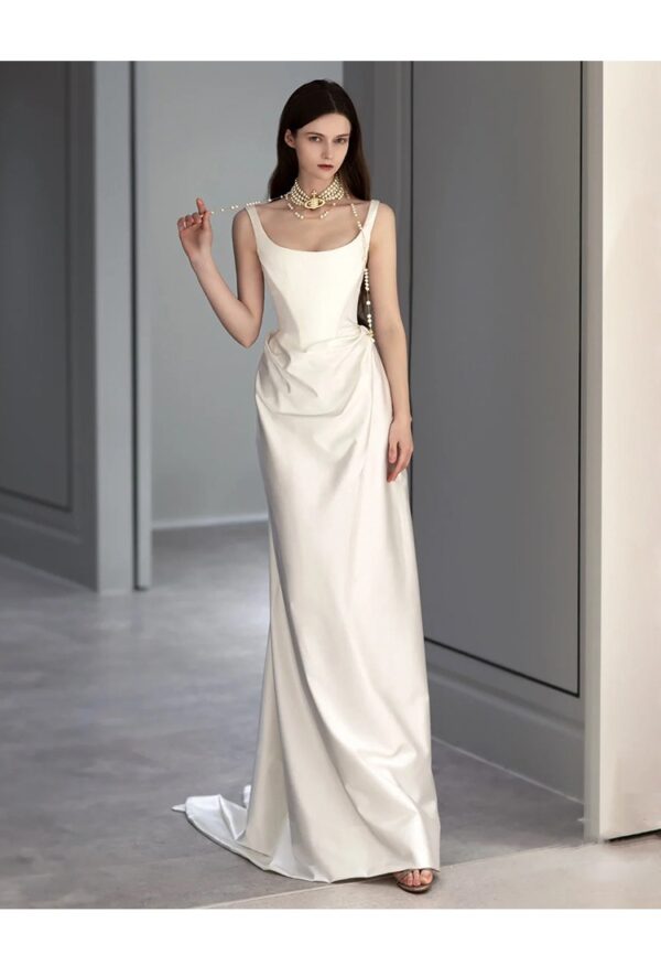 Minimalist French-style evening gown--(Custom-made item; non-returnable/non-exchangeable)