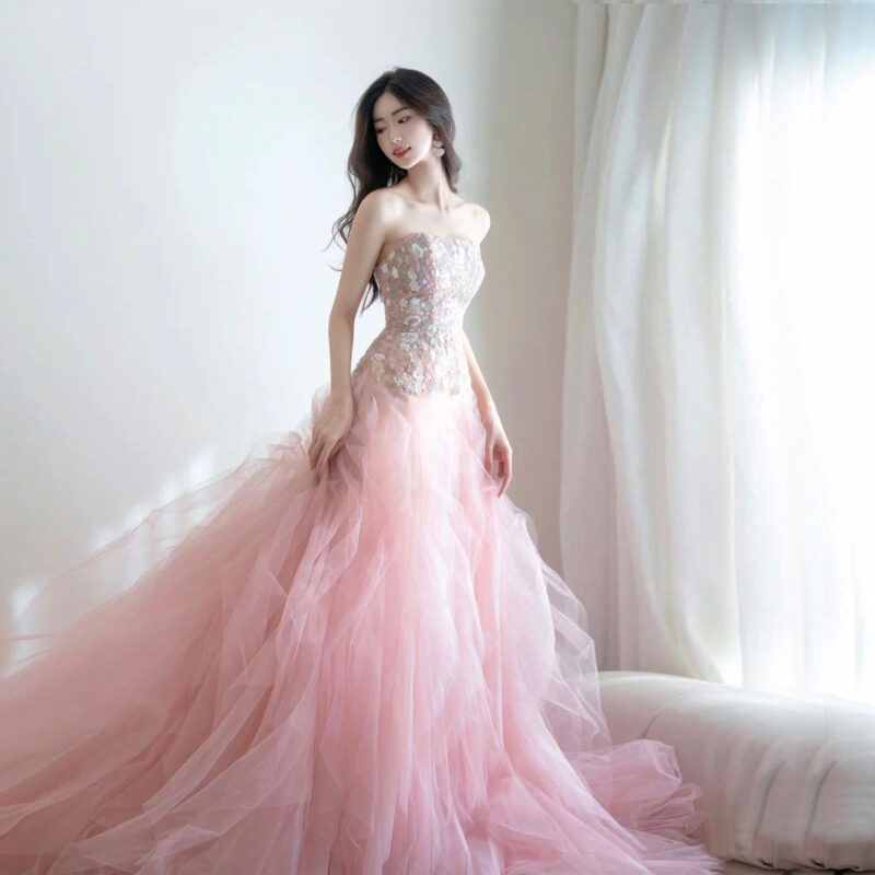 Embroidered Tulle Gow Full-length evening dress