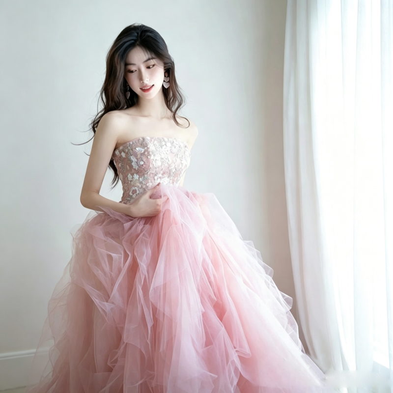 Embroidered Tulle Gow Full-length evening dress