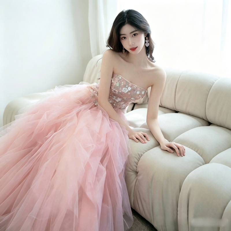 Embroidered Tulle Gow Full-length evening dress
