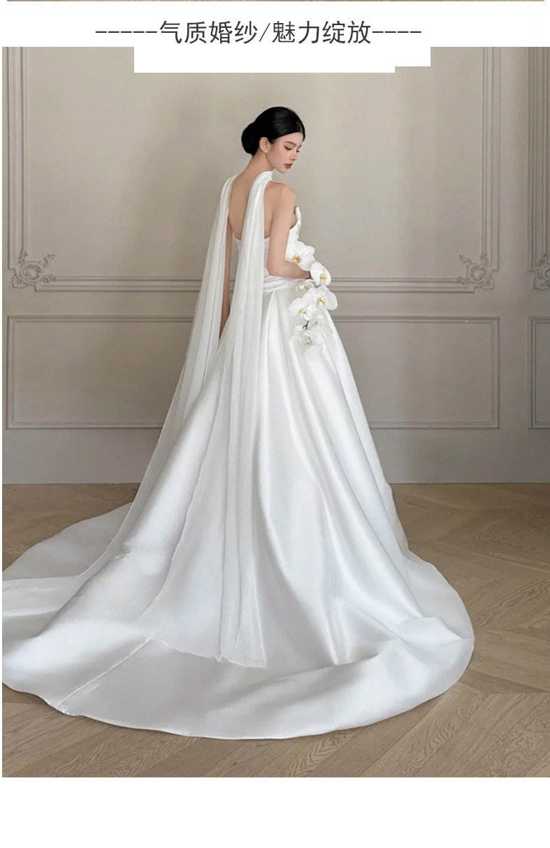 Satin wedding dress with a full skirt wedding dress