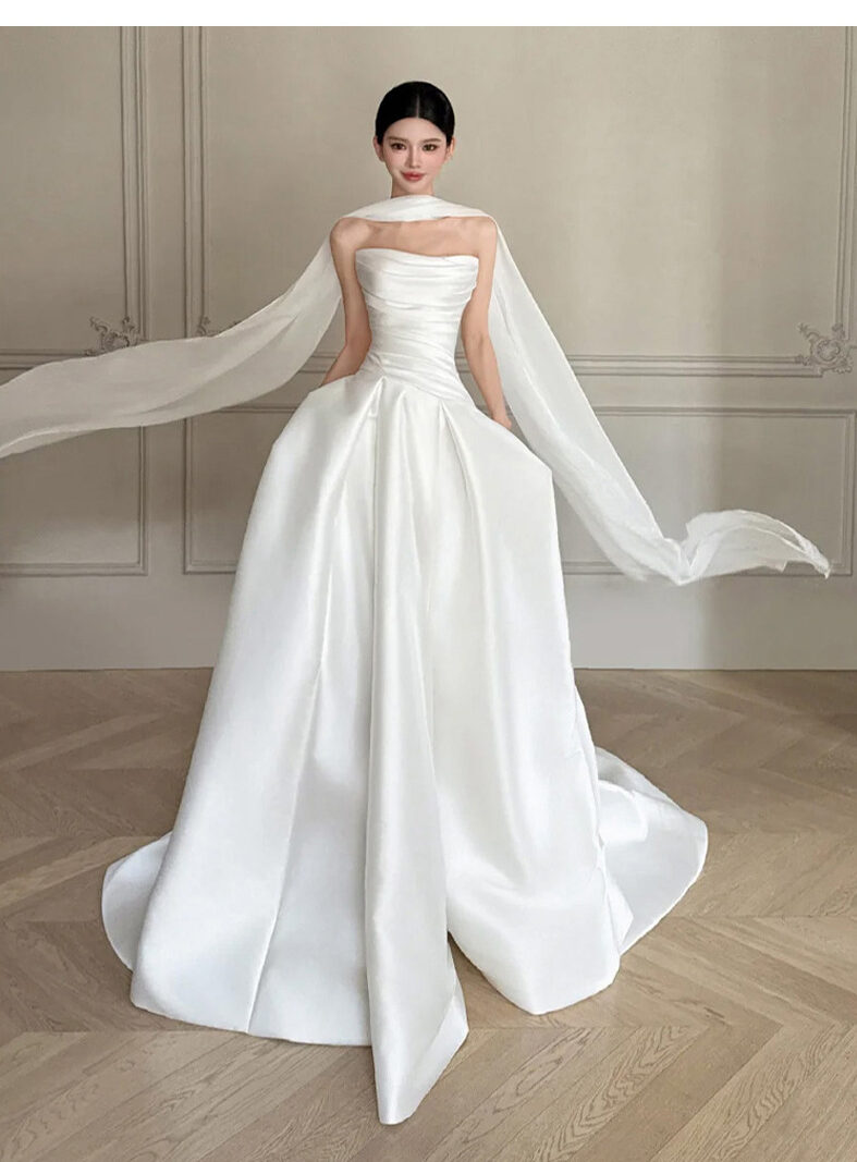 Satin wedding gown--(Custom-made item; non-returnable/non-exchangeable)