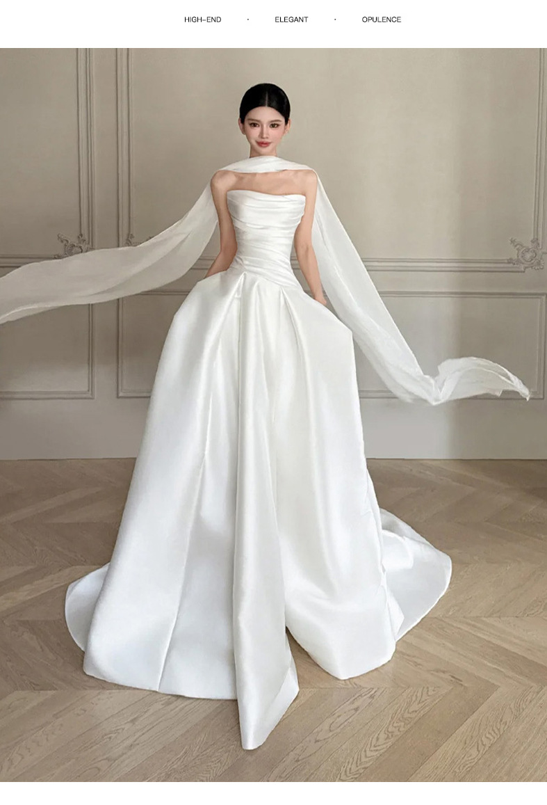 Satin wedding dress with a full skirt wedding dress