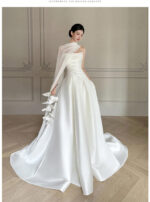 Satin wedding dress with a full skirt wedding dress