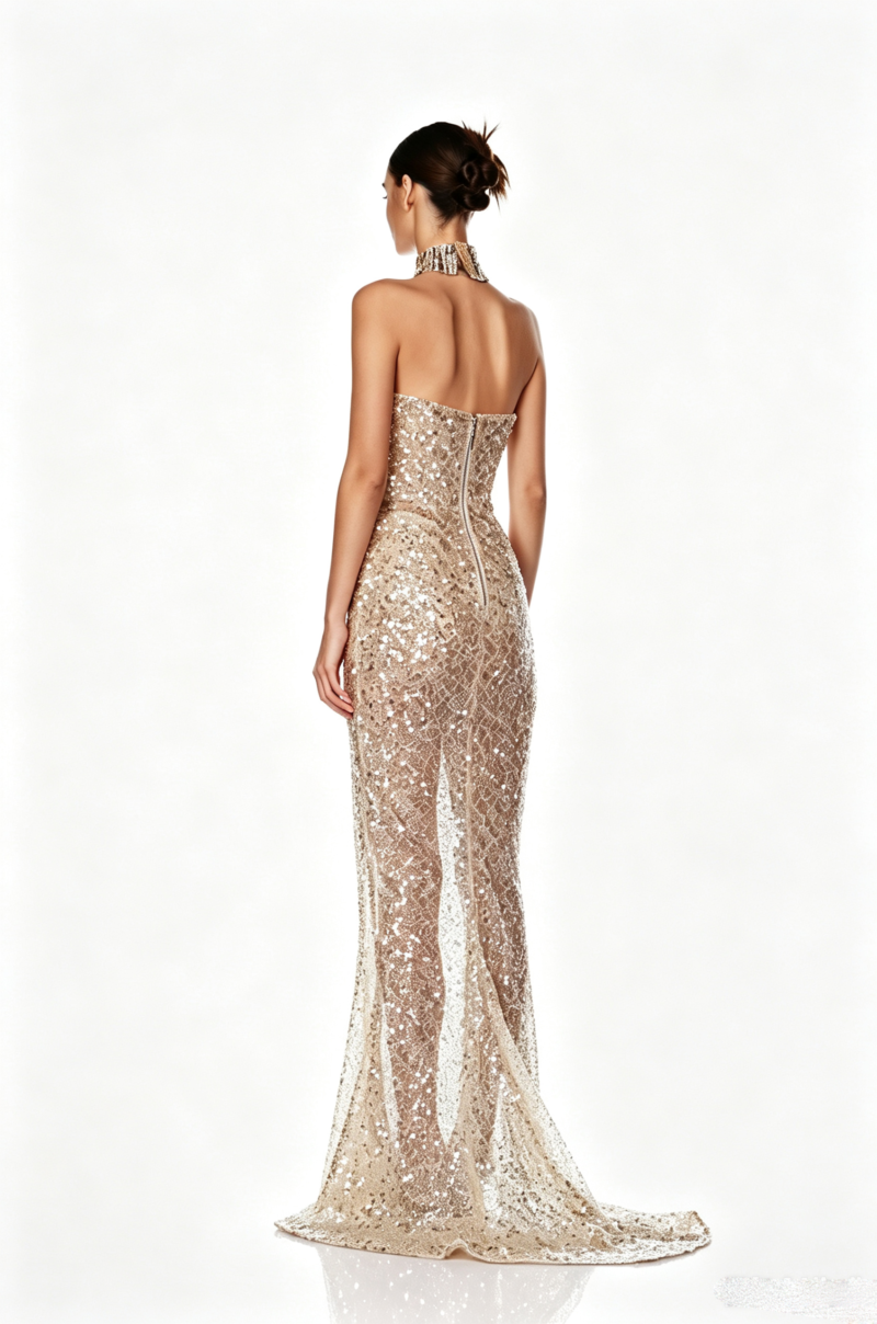 Shimmering form-fitting evening gown