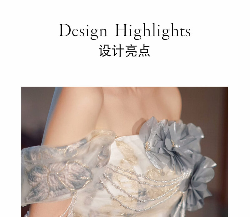 Off-shoulder vintage ethereal gown,evening dress