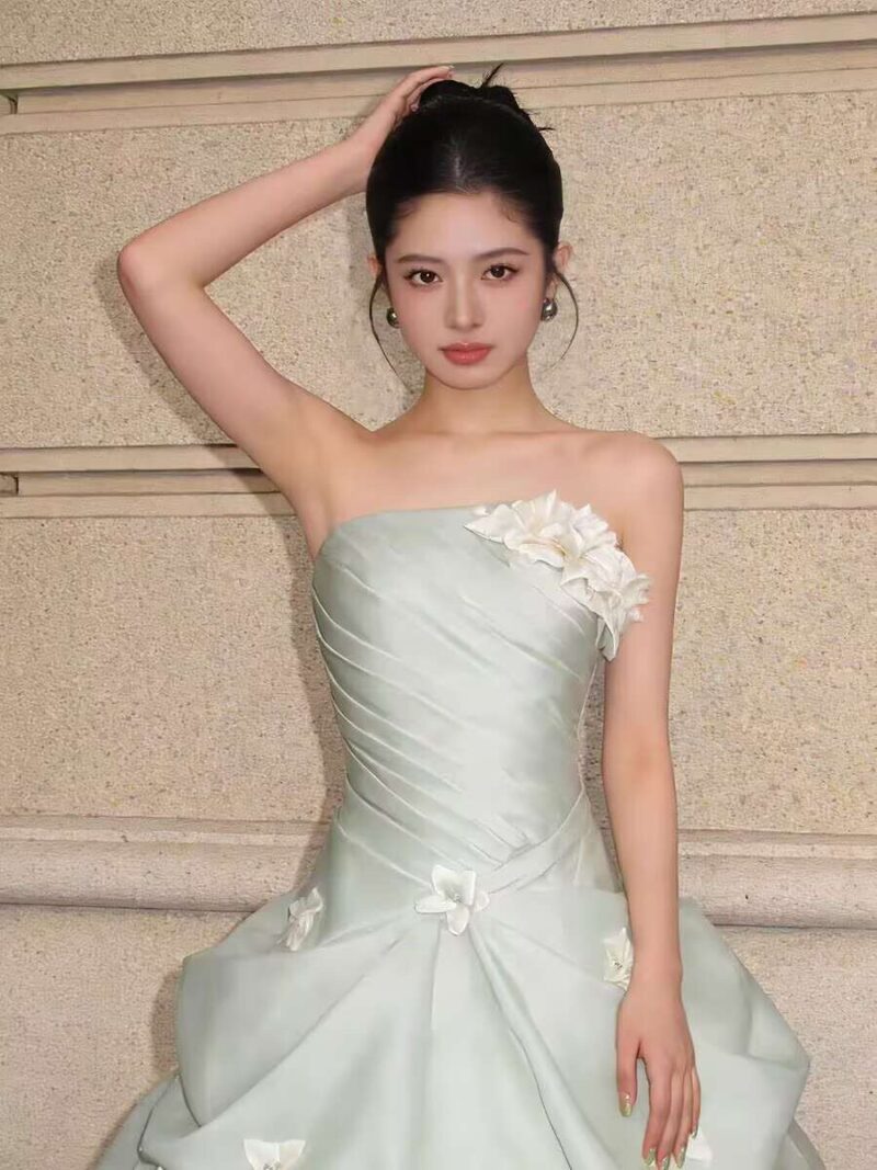 Off-the-shoulder full-length evening gown