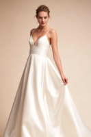 Satin Wedding Gown with Spaghetti Straps--(Custom-made item; non-returnable/non-exchangeable)