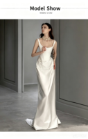 Minimalist French-style evening gown--(Custom-made item; non-returnable/non-exchangeable)