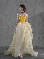 Yellow strapless gown
