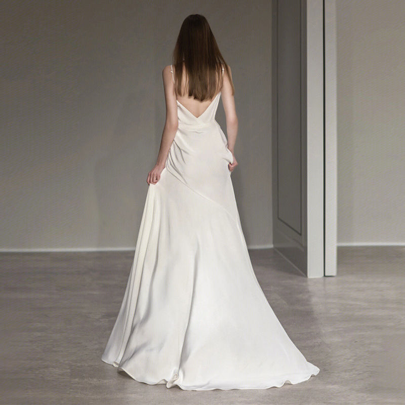 French-style satin slip gown minimalist style