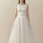 White sleeveless evening gown for young women