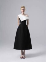 Black and white off-the-shoulder maxi dress