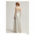 French-style satin strapless bodice formal dress
