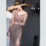 Sparkling fashionable evening gown formal dress