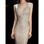 Multicolor shimmering fitted dress evening dress