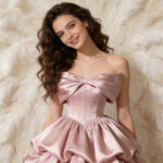 Short, multi-colored, girly-style skirt evening dress