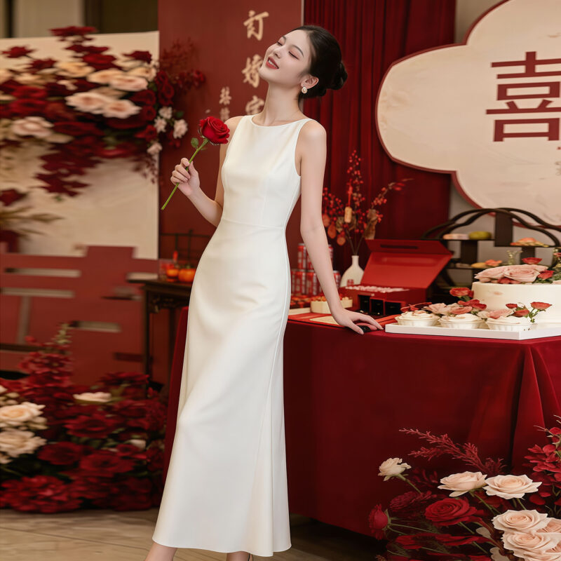 A minimalist long white dress perfect