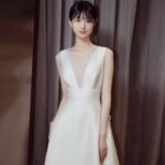 French-style vintage satin wedding dress
