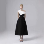 Black and white off-the-shoulder maxi dress