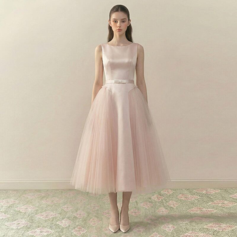 White sleeveless evening gown for young women