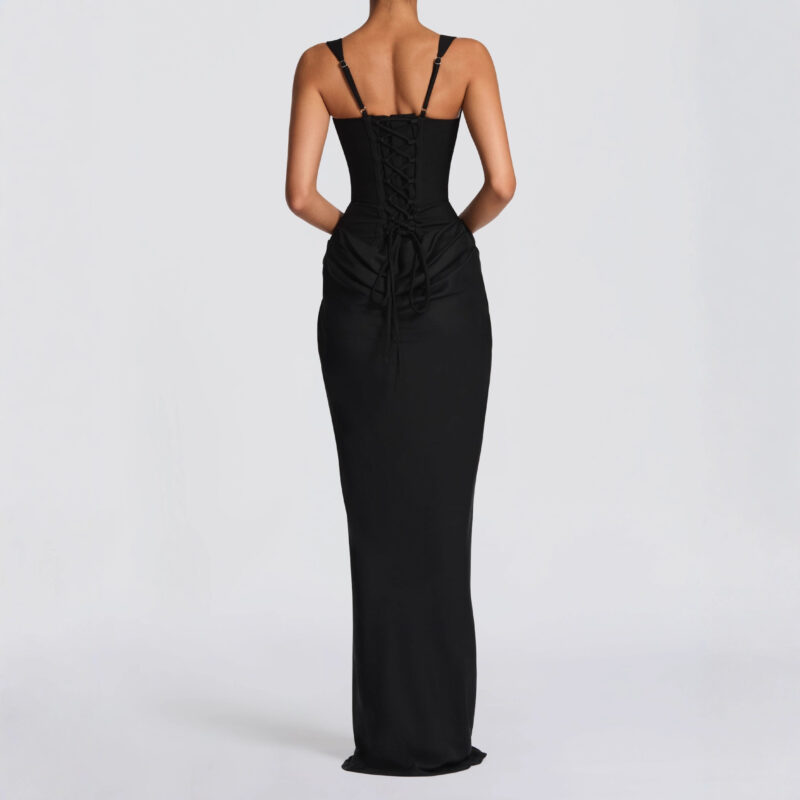 Boned, form-fitting lace-up design with drawstring