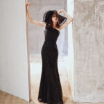 Shimmering black evening gown  formal dress