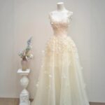 French-style floral lightweight formal dress