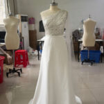One-shoulder satin maxi dress formal dress