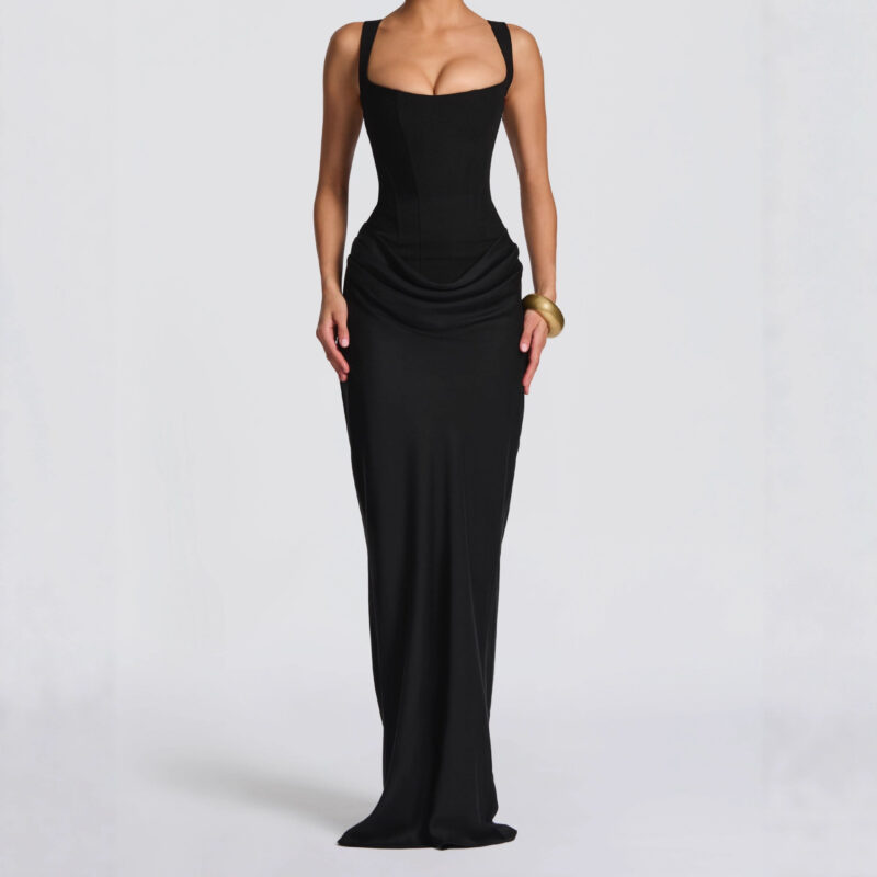 Boned, form-fitting lace-up design with drawstring