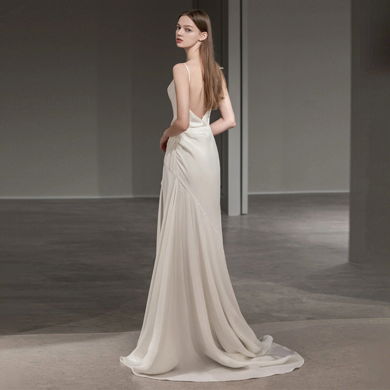 French-style satin slip gown minimalist style