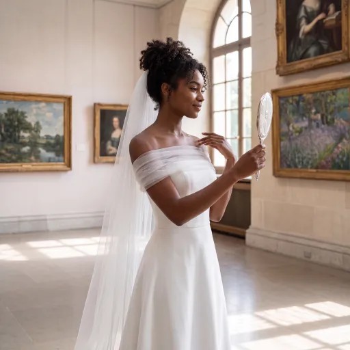 White off-the-shoulder casual wedding dress