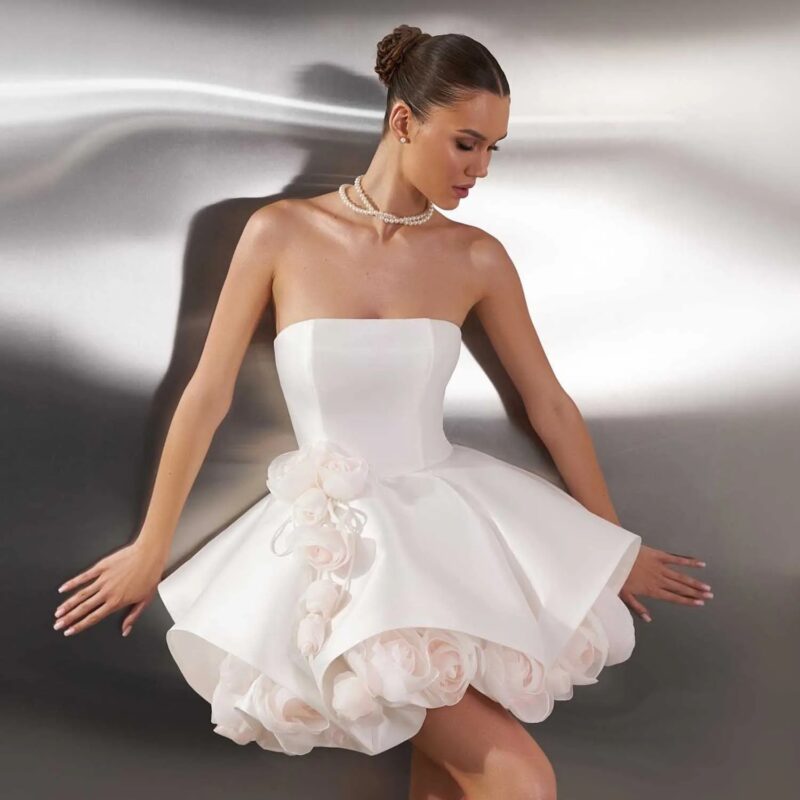 Fitted, cropped floral formal dress evening dress