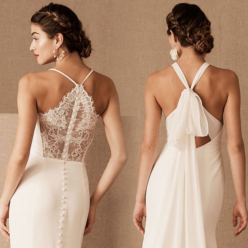 French-style lace fishtail skirt evening dress