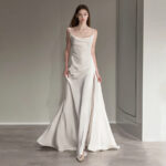French-style satin slip gown minimalist style