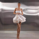 Fitted, cropped floral formal dress evening dress