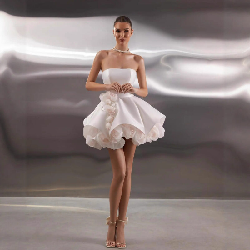 Fitted, cropped floral formal dress evening dress