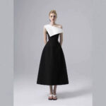 Black and white off-the-shoulder maxi dress