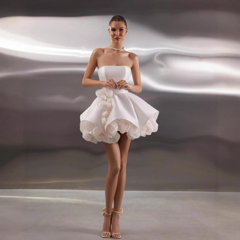 Fitted, cropped floral formal dress evening dress