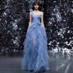 Sheer tulle maxi dress evening gown.