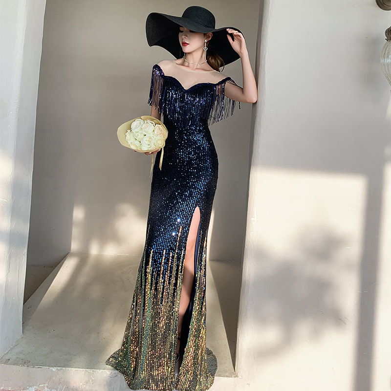 Sparkling fashionable evening gown formal dress